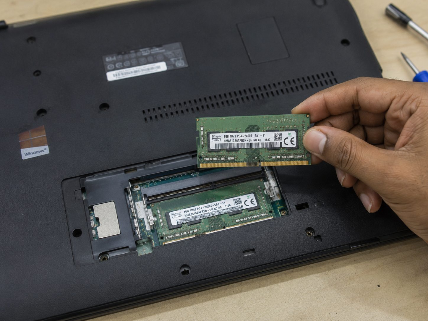 RAM upgrade in progress